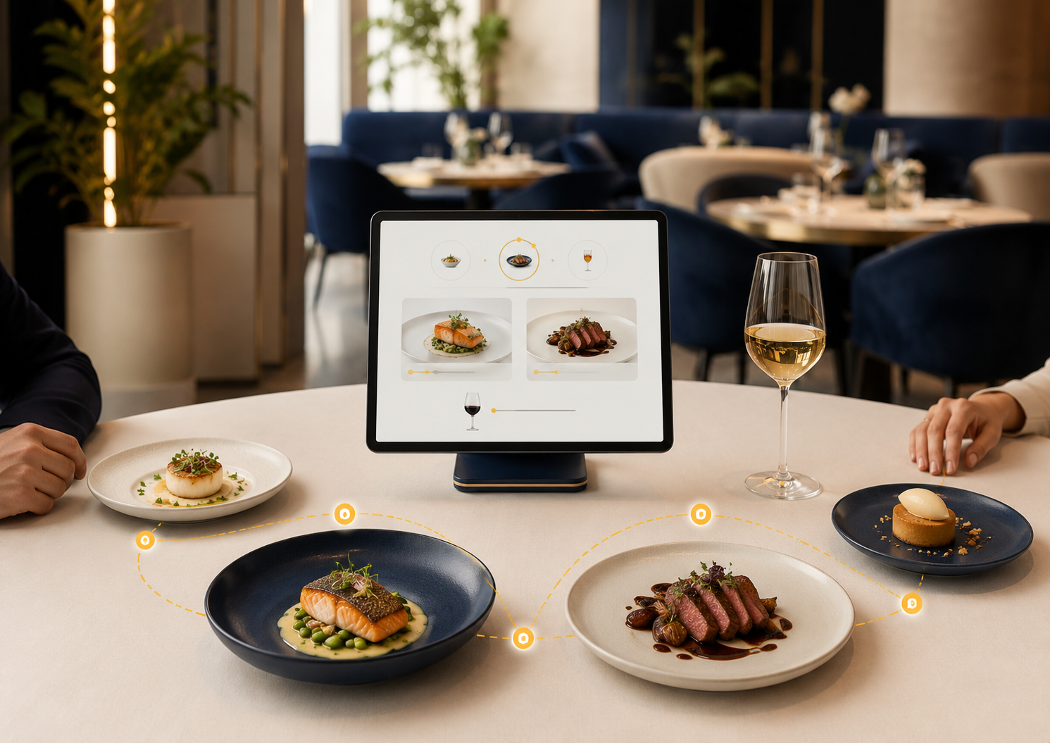 Cardápio organizado com pratos e sugestões que facilitam a escolha do cliente no restaurante